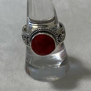 Sarda Silver and Red Indonesian Coral Ring